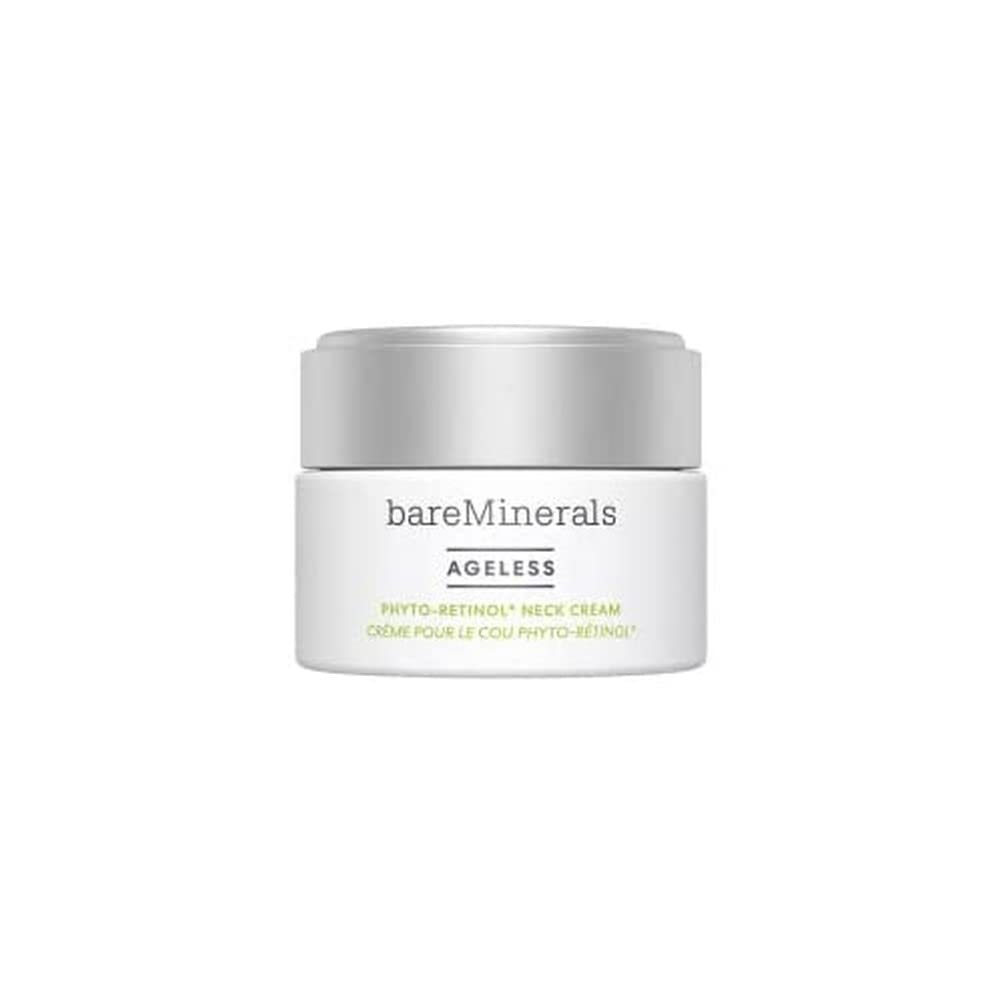 Bare Minerals Phyto-Retinol Neck & Décolletage Cream: 50 ml jar of cream for neck and décolletage, white jar and silver lid