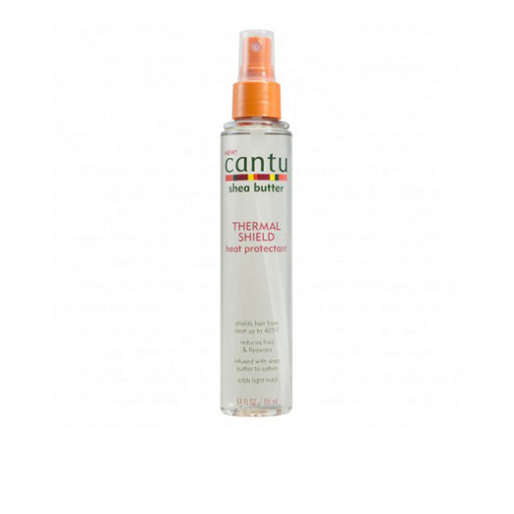Bottle of shea butter heat protectant spray, 151 ml, fine mist
