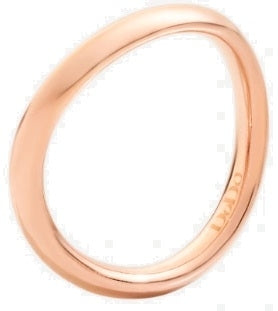 Rose gold minimalist smooth band ring on neutral background, close-up showing polished surface and comfort fit