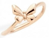 Rose gold solid gold ring featuring a sculpted butterfly motif on polished band, feminine design for Women