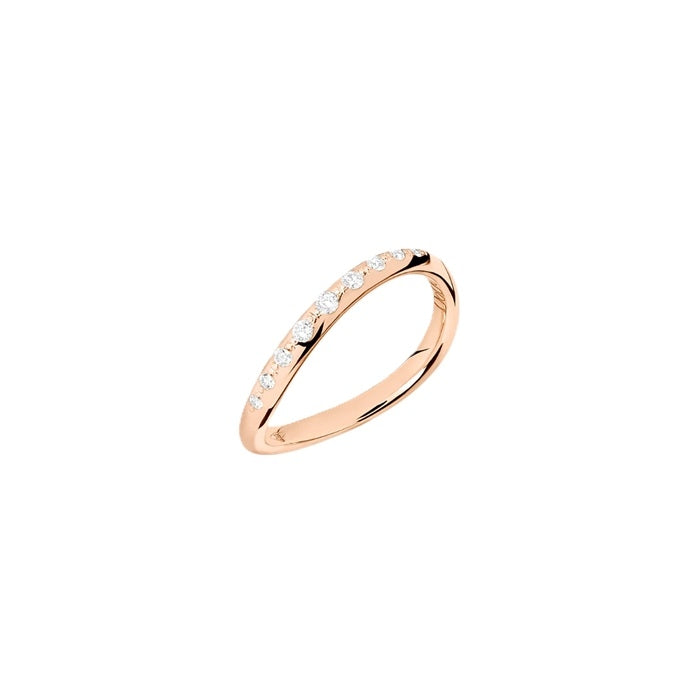 Rose gold diamond ring with embedded round diamonds and high-polish finish, luxury design for Women