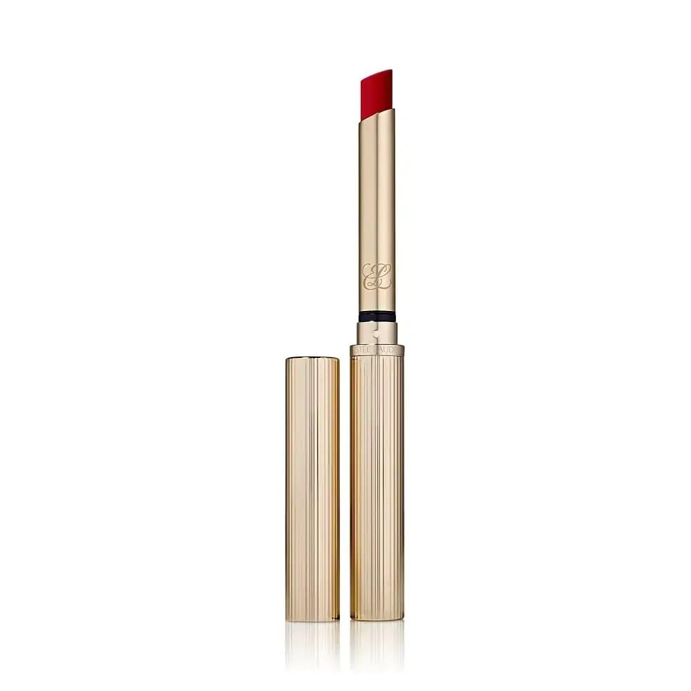 Slim silk‑matte brown lipstick in textured gold case, 7 g, Unisex