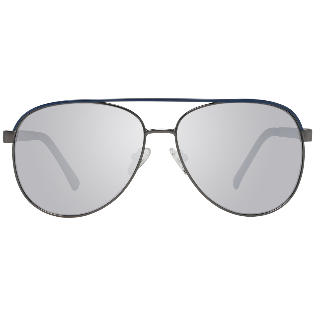 Unisex metal aviator sunglasses in blue-gray tones, double bridge, gradient lenses, adjustable nose pads
