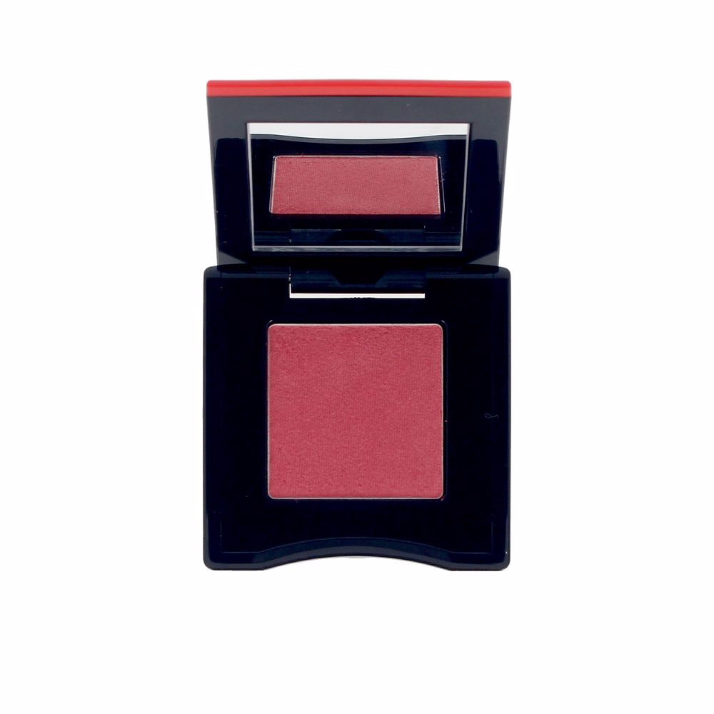 Shiseido Matte pink powder eyeshadow in square black compact with hinged lid and built-in mirror, plastic case