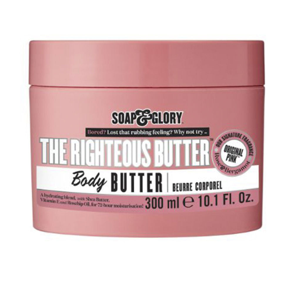 300 ml jar of rich rosehip body butter with creamy texture and floral-fruity scent