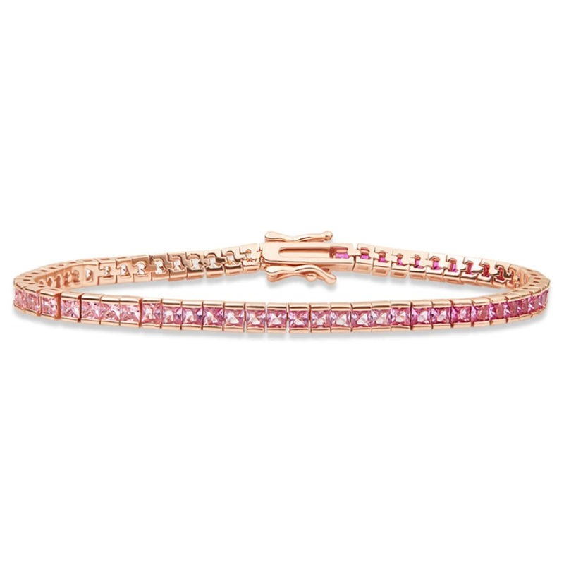 Stroili Rose Gold Bracelet: link bracelet with square-cut pink stones and clasp closure
