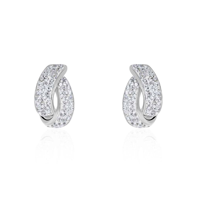 Stroili Silver Drop Earrings: pair of silver drop earrings with embedded clear stones, polished finish