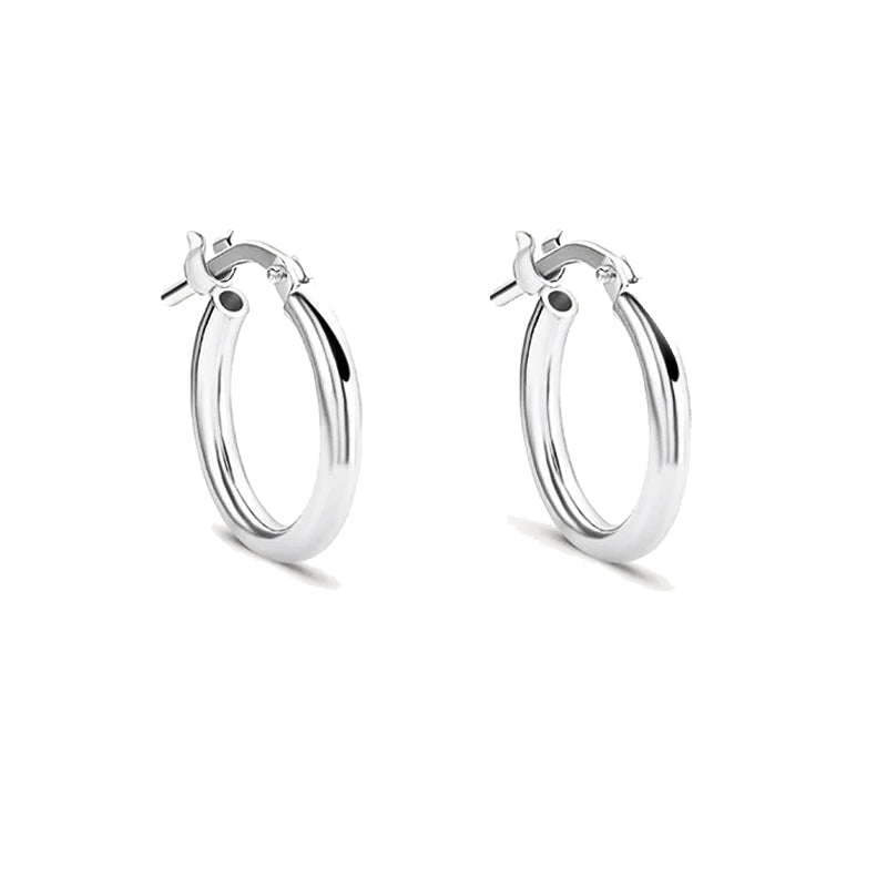 Stroili Silver Hoop Earrings: polished metal hoop earrings with hinged clasp, classic round silhouette