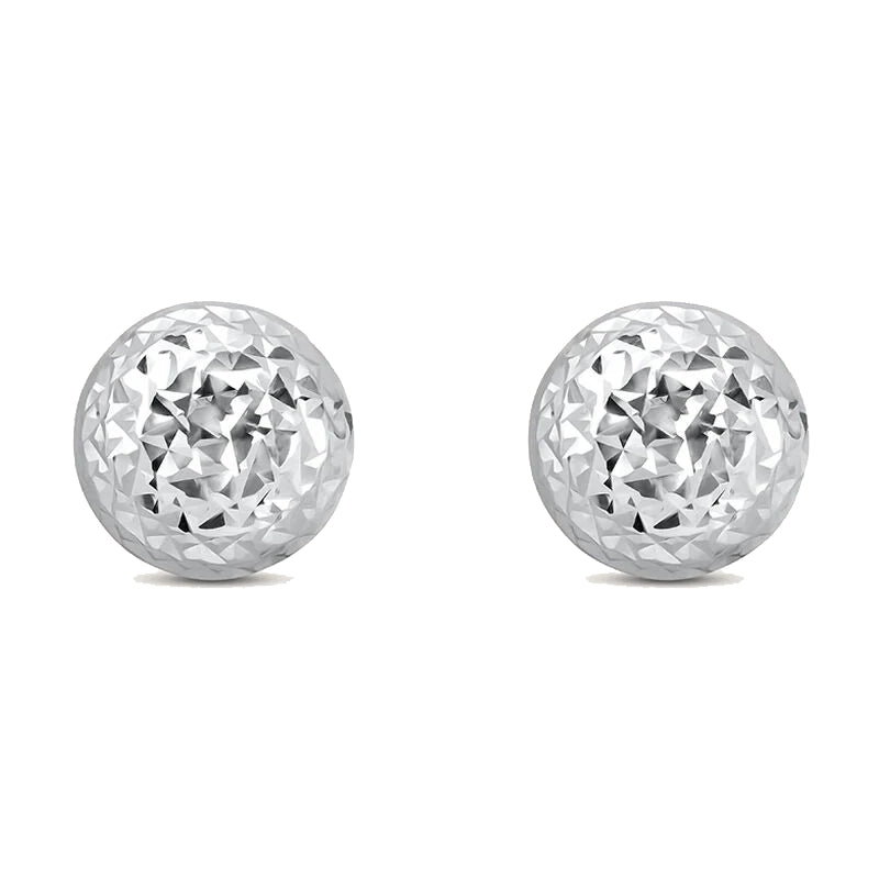 Stroili Silver Stud Earrings: pair of silver faceted metal stud earrings, showing reflective surfaces and posts