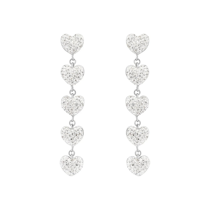 Stroili Textured Heart Drop Earrings: silver dangling from hooks, reflecting light
