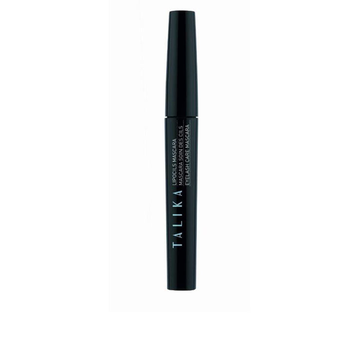 Brown mascara tube and brush showing coated lashes, 8.5 ml