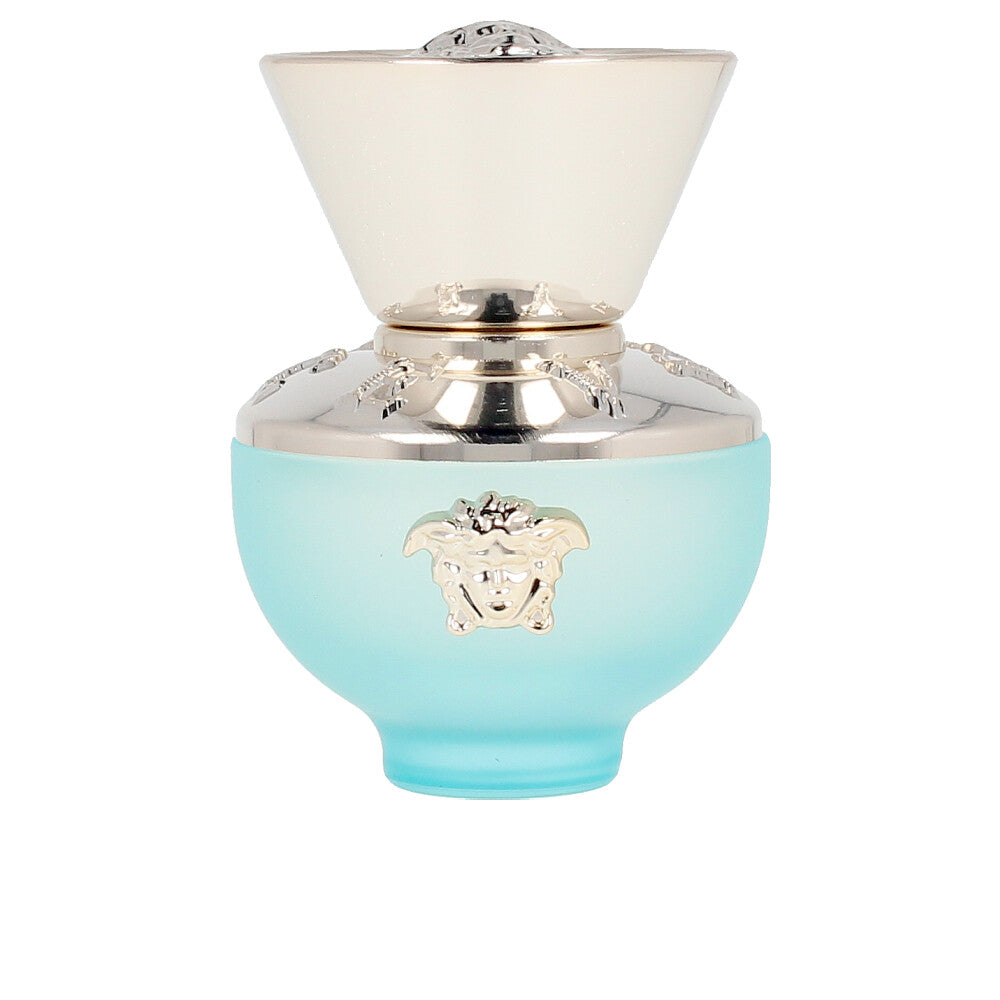 Deep-blue 50 ml perfume bottle with gold details and classical amphora shape